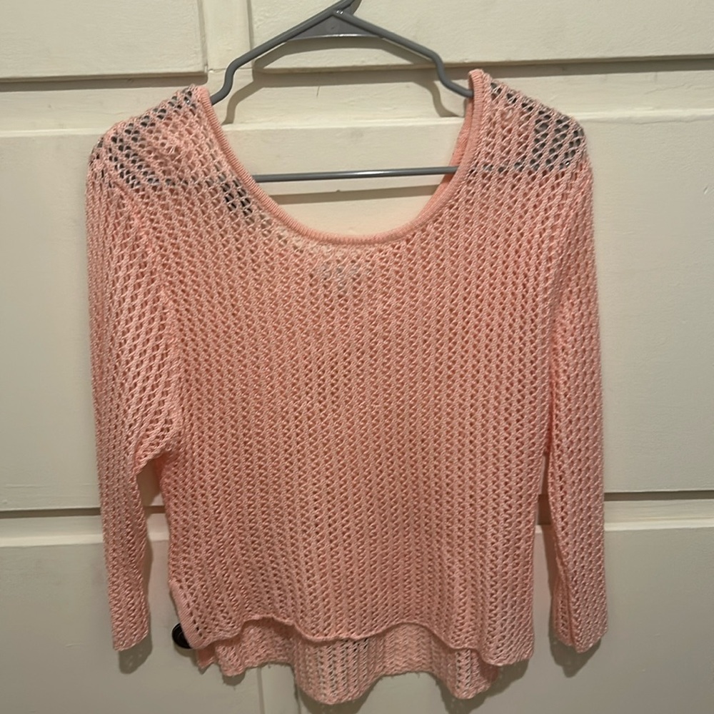 Pink Women’s New York & Company see-through knitted sweater